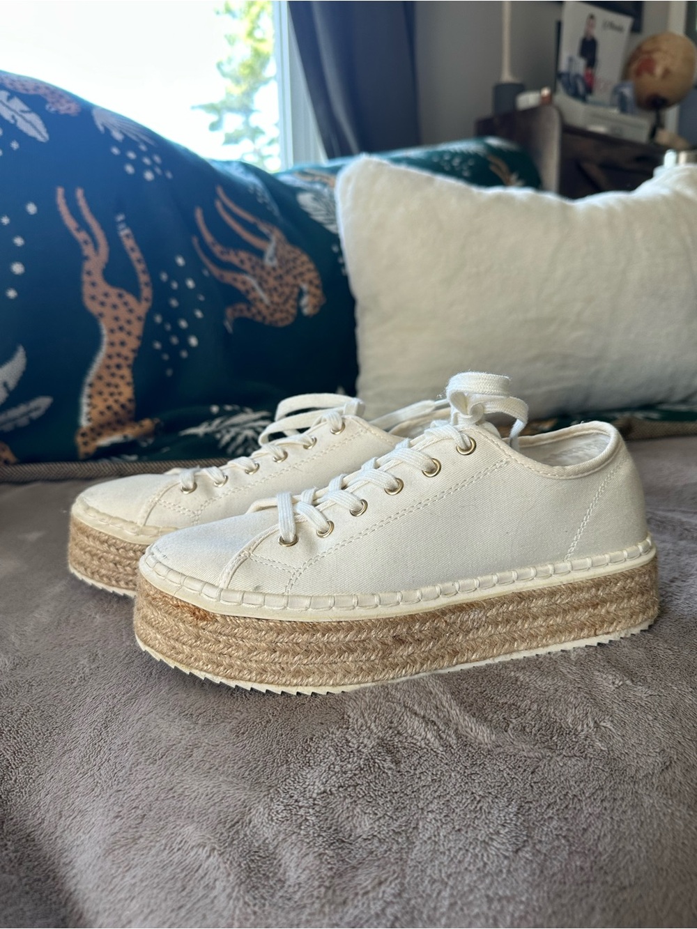 H&M Cream Canvas Platform Espadrille Sneakers